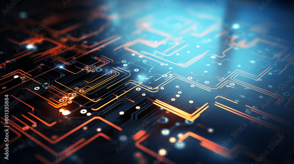 Fototapeta premium Abstract technology background, chip, microchip and circuit.