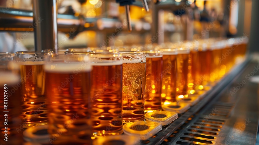 Quality Control: A real photo shot of quality control laboratories in the brewery, where samples of beer are tested for quality and consistency, maintaining naturalness in the laboratory setting.