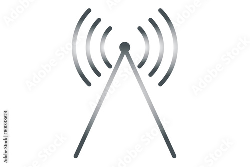 Communication tower icon. Antenna transmitting a signal. Symbol of radio, TV signal and mobile communications.