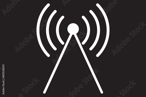 Radio tower icon set. Radio tower, mast with radio waves. Radio antenna vector.