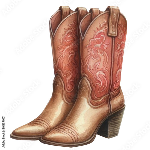 Watercolor cowboy boots