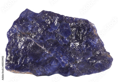 Sodalite tectosilicate mineral stone rock isolated on white background. Mineralogy stones gem concept.