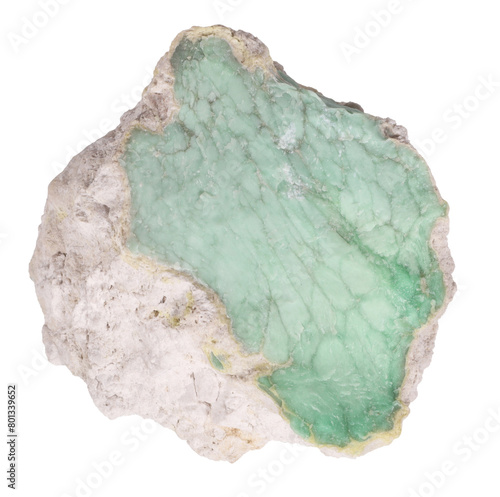 Variscite hydrated aluminium phosphate mineral stone rock isolated on white background. Mineralogy stones gem concept. photo