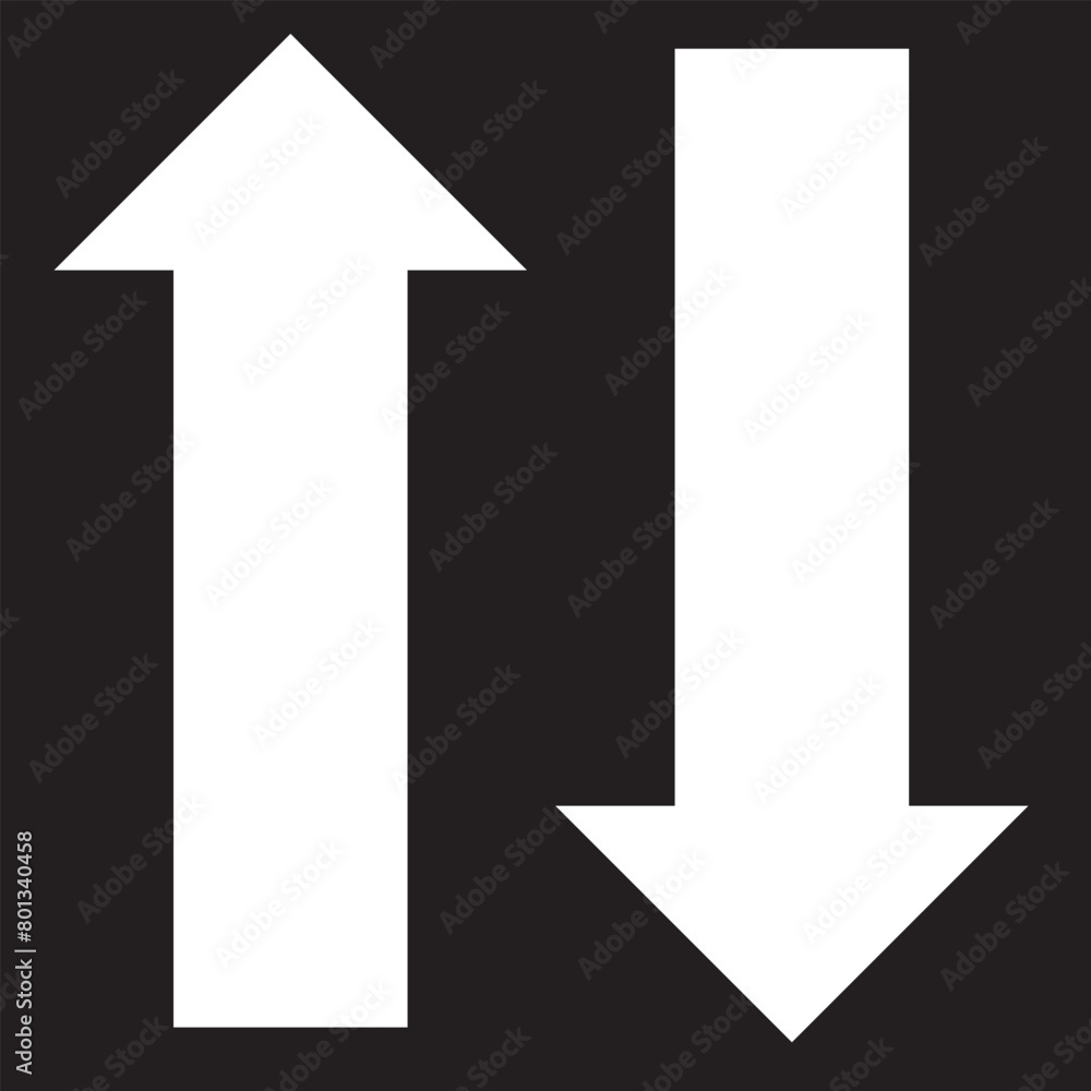 up and down white arrow isolated on a black background up and down white arrow isolated on a black background