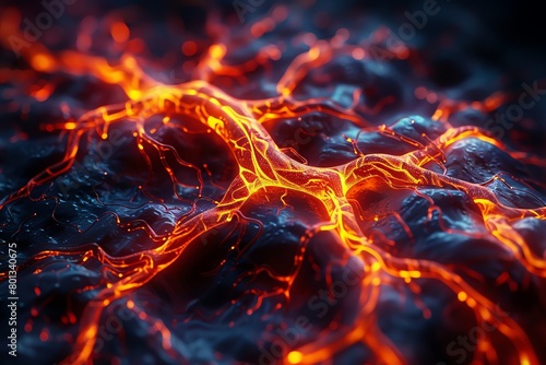 A hyper-realistic image of an anatomical Parathyroid glands bursting with vibrant flames photo