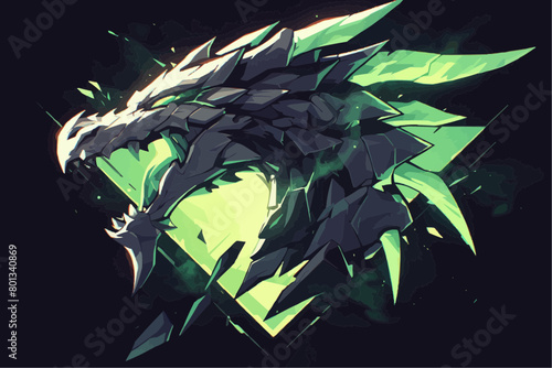 Vector Logo of Dragon Isolated in Black