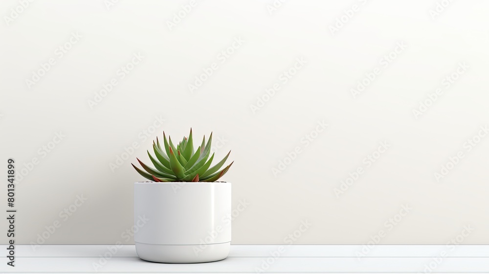 Succulent plant in a white pot on a white background Succulent plant in a white pot on a white background