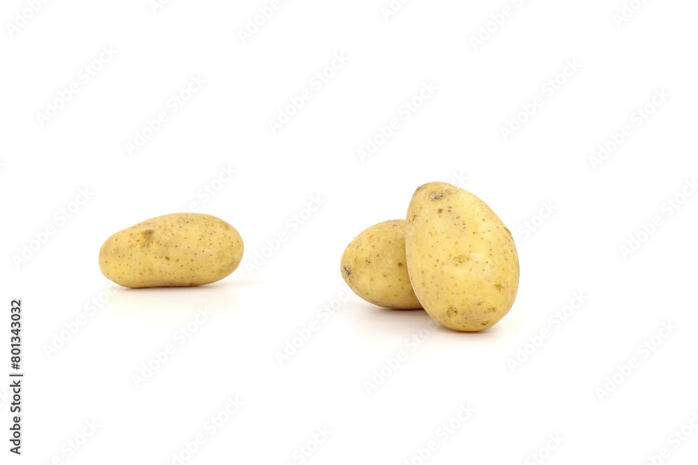 Young potato isolated on white background. Harvest new. Flat lay. Young potato isolated on white background. Harvest new. Flat lay.