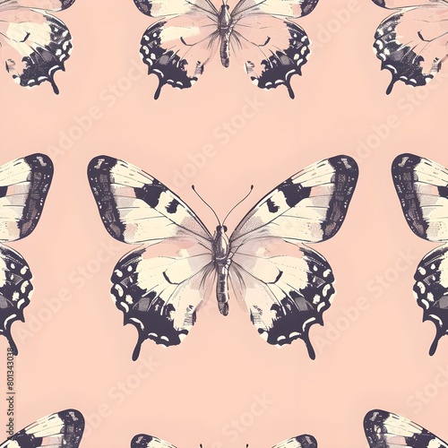 vintage retro butterfly motif butterflies seamless pattern