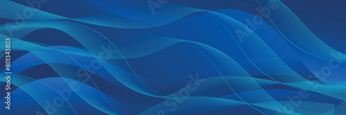 Abstract blue background with shining waves. Shiny blue moving lines design element. Modern smooth wavy lines. Suitable for banners, brochures, covers, websites, companies, pamphlets