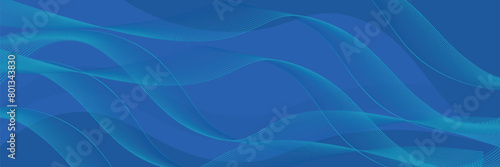 Abstract blue background with shining waves. Shiny blue moving lines design element. Modern smooth wavy lines. Suitable for banners, brochures, covers, websites, companies, pamphlets