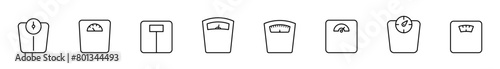 Weight scale icon set. Electronic scale icons. Weighing machine icon collection