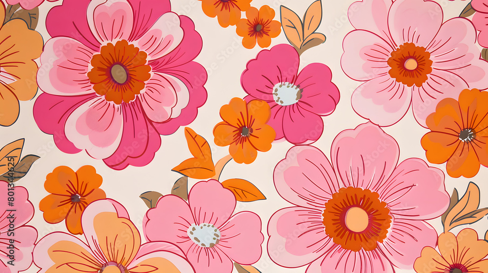 Retro Flower illustration floral pattern backdrop