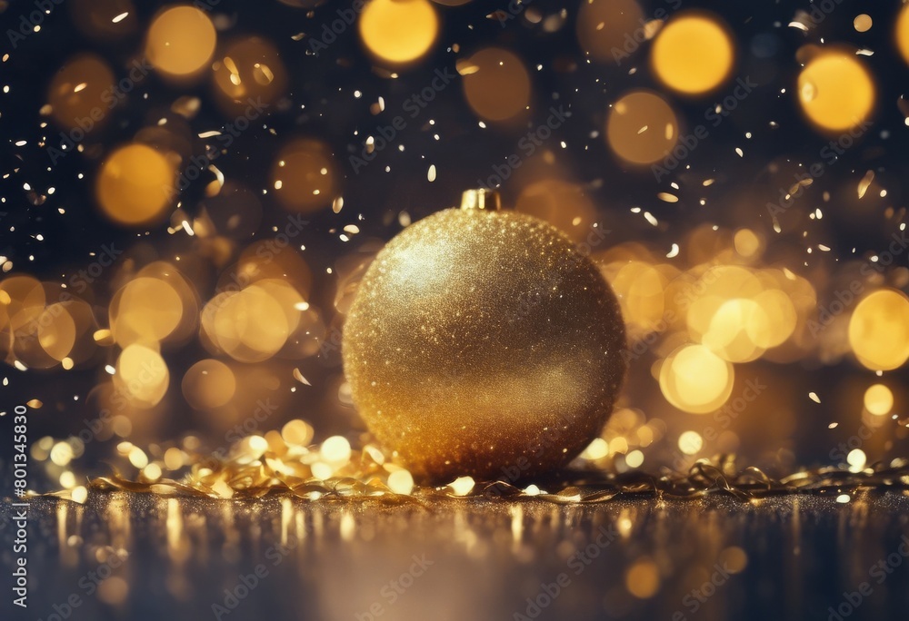 Fototapeta premium 'Christmas coupon magical Web Banner Year confetti atmosphere bokeh space greeting New golden copy bright elements sparkling shimmering background abstract card greetin'