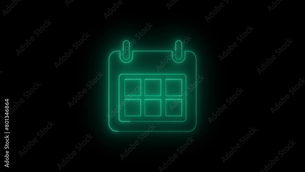 neon Animated date calender with clock icon concept neon Animated date calender with clock icon concept