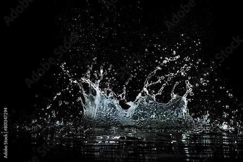 Splashing water on a black background. water splash refreshing black background. © katobonsai