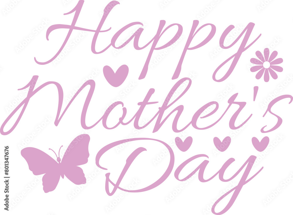 Fototapeta premium Mother’s Day typography clip art design on plain white transparent isolated background for sign, card, shirt, hoodie, sweatshirt, apparel, tag, mug, icon, poster or badge