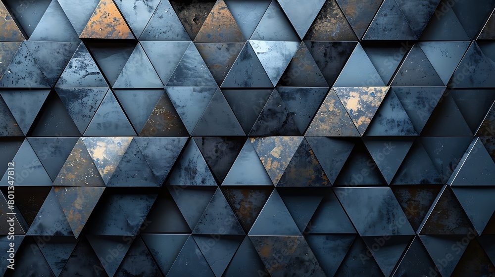 Design a digital visualization that showcases a series of overlapping triangles with a brushed metal finish in platinum and titanium shades. Design a digital visualization that showcases a series of overlapping triangles with a brushed metal finish in platinum and titanium shades.