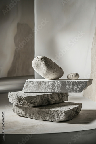 Abstract stone composition. Background for cosmetic product branding, identity and packaging.  Product placement mockup design background. 