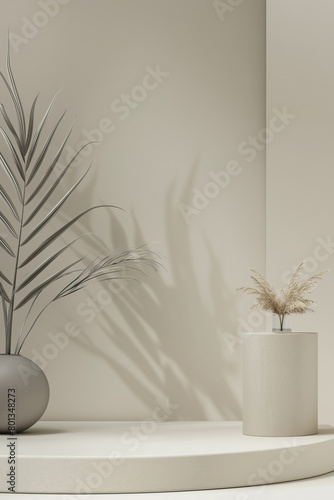 Stone podium for display product. Background for cosmetic product branding, identity and packaging.  Product placement mockup design background. 