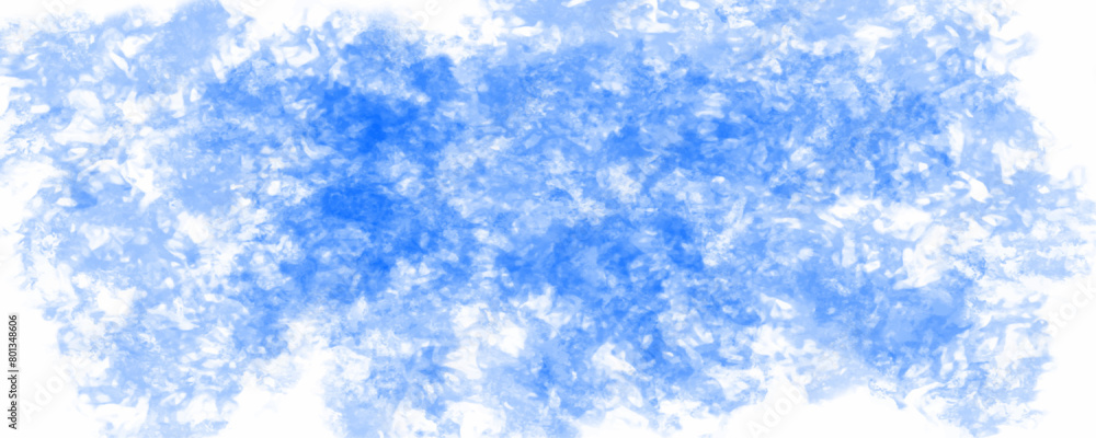 Obraz premium Abstract light blue smokey grunge painted dust particle splash on white background. Blue watercolor background painting on paper. Beautiful grungy blue gradient watercolor artistic