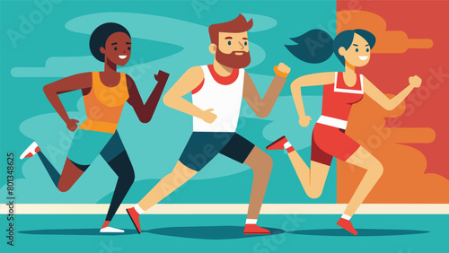 The runners determined expressions convey the resilience and determination of those fighting for freedom and equality.. Vector illustration