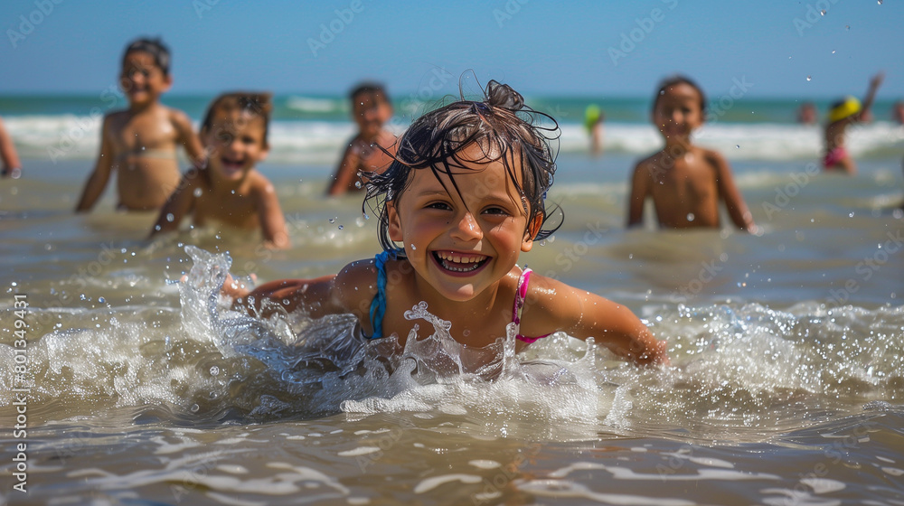 A family, have fun on holiday at the beach, their laughter and happiness captured in heartwarming, Happy family having fun at the beach, sunset A family, have fun on holiday at the beach, their laughter and happiness captured in heartwarming, Happy family having fun at the beach, sunset