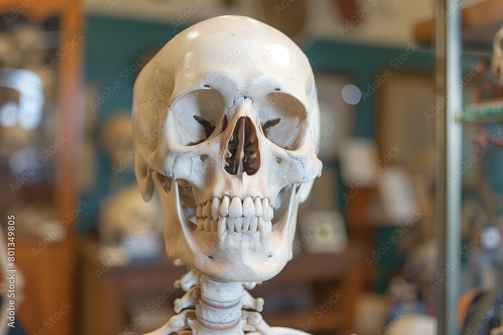 Human skull, close-up photograph. Concept of human anatomy Human skull, close-up photograph. Concept of human anatomy