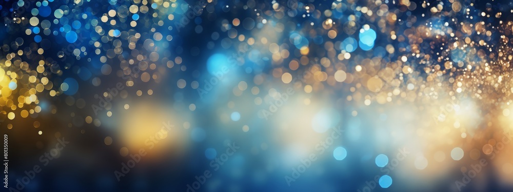 Holiday, christmas, new year, new year's eve background banner template - Abstract gold blue glitter bokeh lights texture, de-focused Holiday, christmas, new year, new year's eve background banner template - Abstract gold blue glitter bokeh lights texture, de-focused