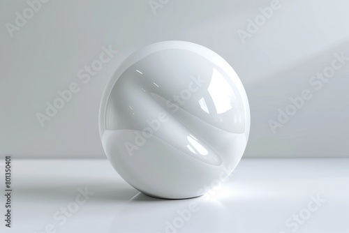 White smooth figure on white background 3D rendering  empty space