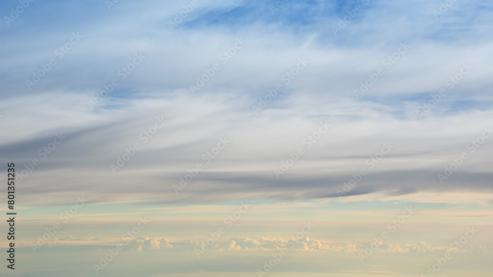 Layers of clouds from altitude 31,000 feet at sunrise Layers of clouds from altitude 31,000 feet at sunrise