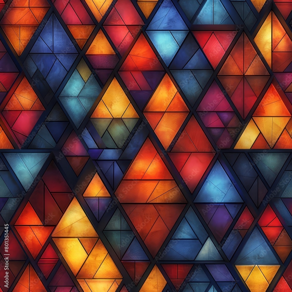 Create a seamless stained glass pattern using jewel toned colors and ...