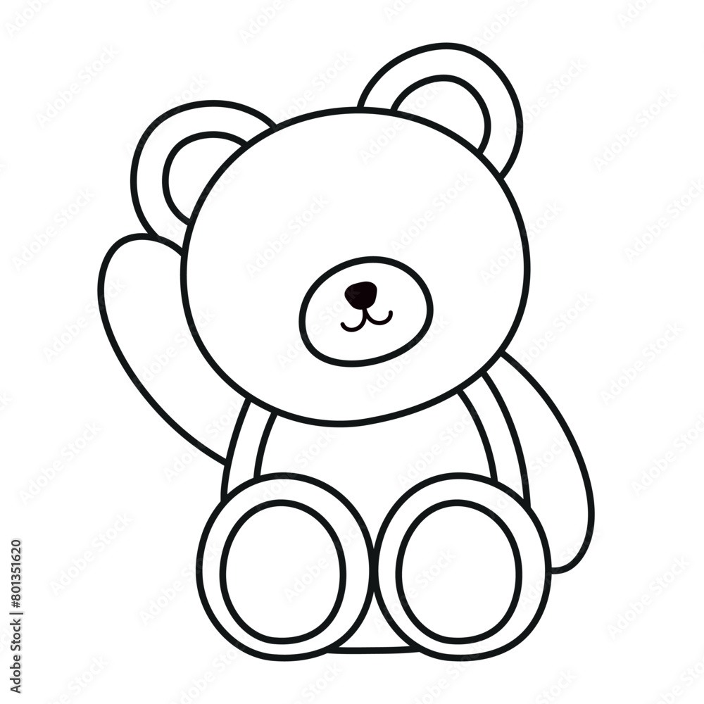 Black Outline Little Bear Wild Animal in Cute Cartoon Vector Illustration Black Outline Little Bear Wild Animal in Cute Cartoon Vector Illustration