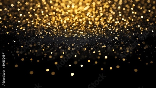 gold sparkles on a black background. Abstract background.