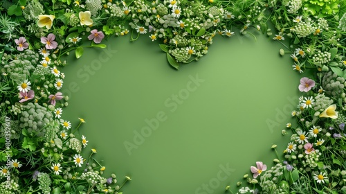 Wallpaper Mural Vibrant floral border on a green background with ample copy space, perfect for spring themes. Torontodigital.ca