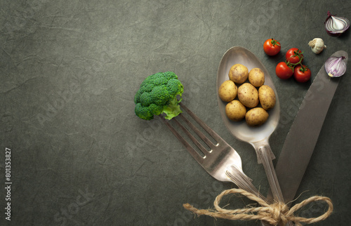 Organic food concept,  kitchen recipe ingredients