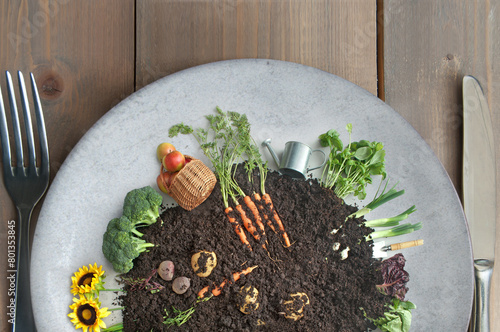 Organic plant based kitchen garden concept