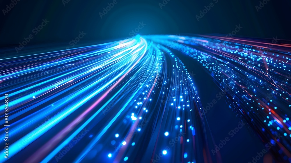 Fototapeta premium Blue light streak, fiber optic, speed line, futuristic background for 5g or 6g technology wireless data transmission, high-speed internet in abstract. internet network concept. vector design.