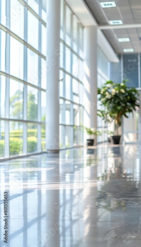 Blurred glass wall of contemporary office building in business center for corporate background