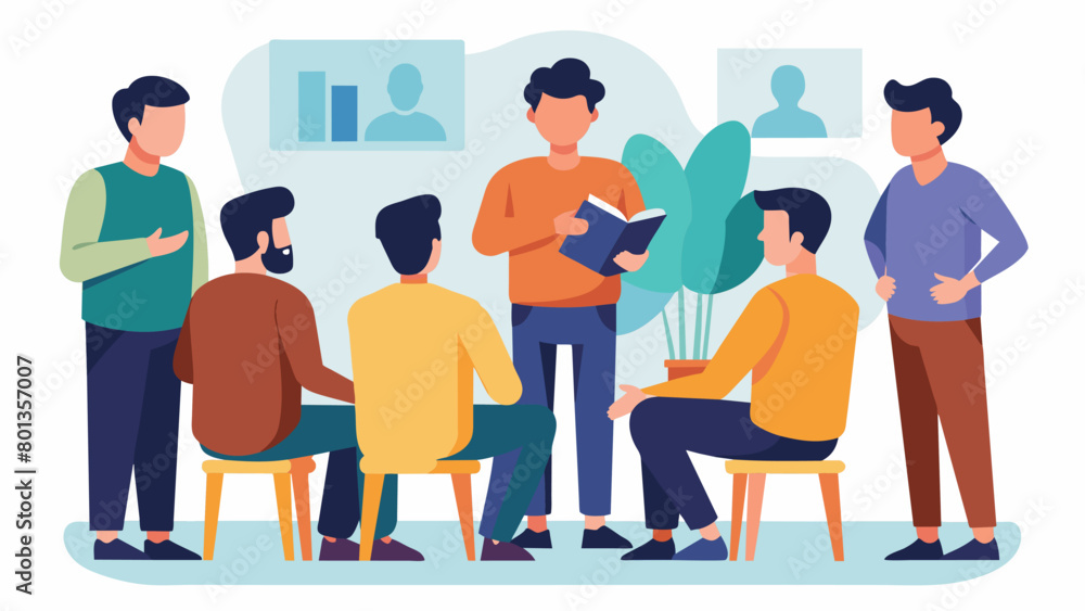 Obraz premium A workshop where men share their vulnerabilities and support each other without judgment..