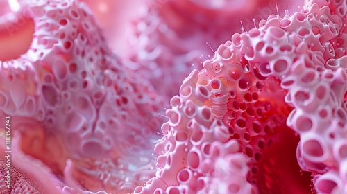 A macro shot of a human tongue  revealing the taste buds in incredible detail  showcasing the pink color and the intricate texture 