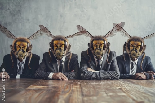 Beeheaded bosses focus on productivity and community, emphasizing teamwork and efficient workflow, business concept