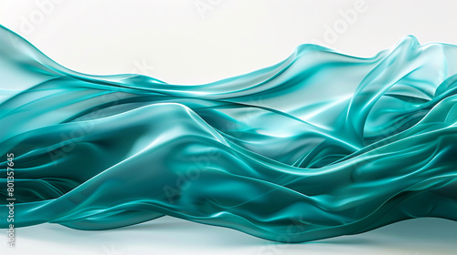 A rich teal wave, deep and captivating, undulating smoothly across a white canvas, rendered in a breathtakingly clear ultra high-definition image.