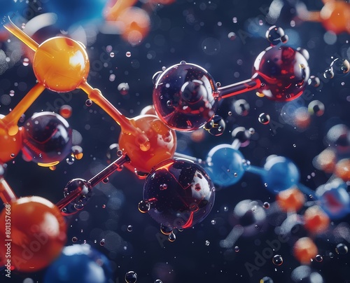 3D render of a molecule with a blue background