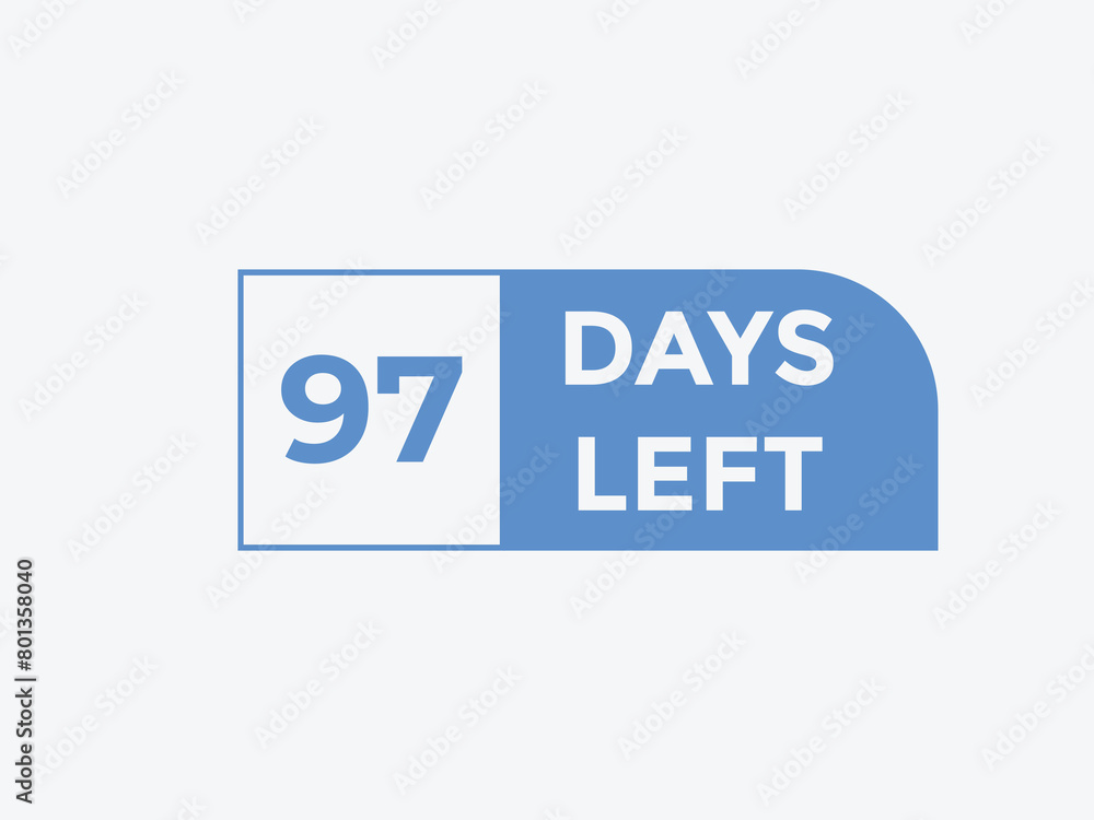 97 days to go countdown template. 97 day Countdown left days banner design. 97 Days left countdown timer
97 days to go countdown template. 97 day Countdown left days banner design. 97 Days left countdown timer