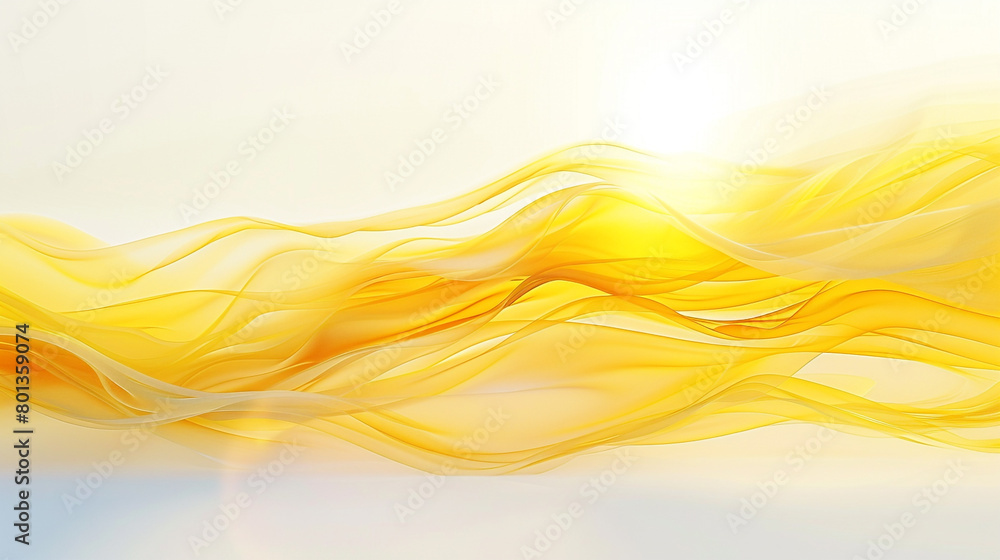 A soft sunrise yellow wave, warm and radiant, moving gently over a white background, depicted in a stunning high-resolution image. A soft sunrise yellow wave, warm and radiant, moving gently over a white background, depicted in a stunning high-resolution image.