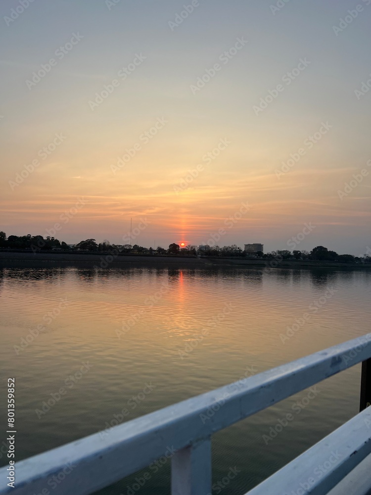 Fototapeta premium sunset over the river