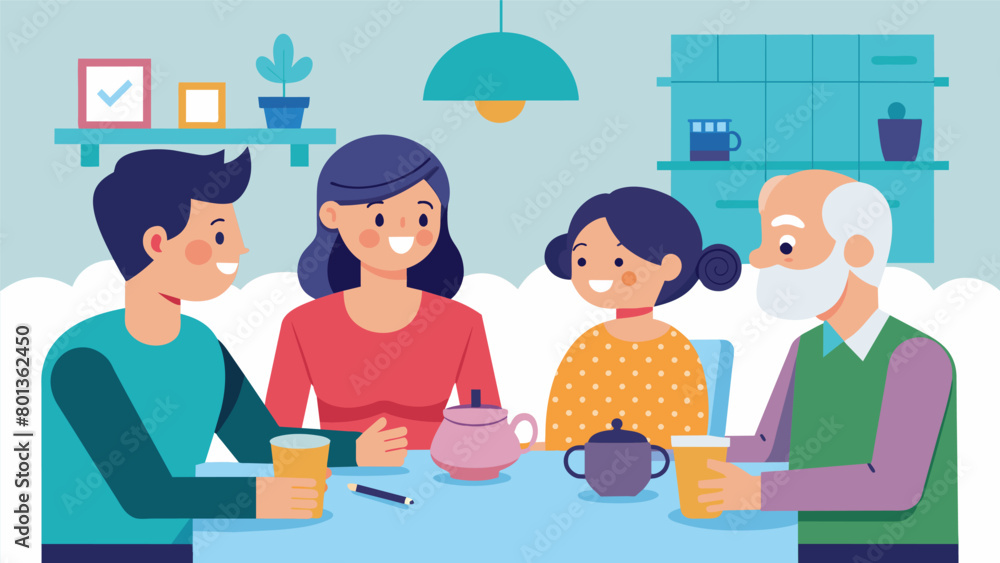 A family sits around a kitchen table discussing their longterm financial goals and how a Retirement Savings Plan can help them achieve them. A family sits around a kitchen table discussing their longterm financial goals and how a Retirement Savings Plan can help them achieve them.