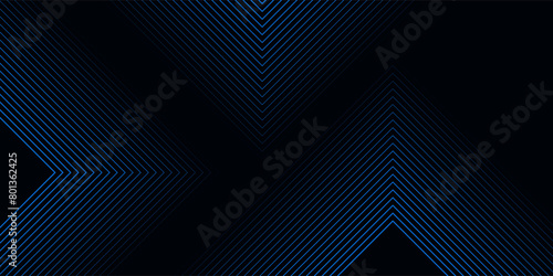 Blue and black vector abstract modern futuristic 3D line banner with shapes