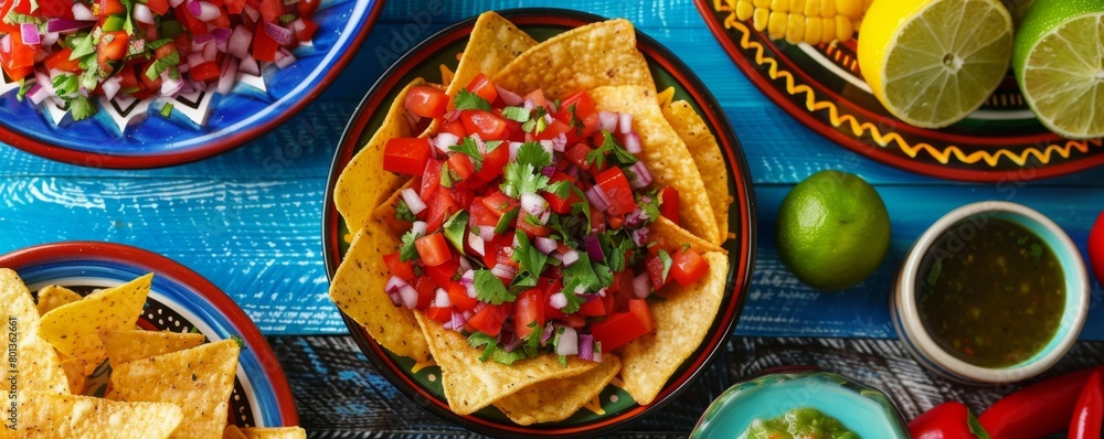 custom made wallpaper toronto digitalTraditional mexican food mix with traditional spicy meal. Tacos with homemade salsa, limes and parsley.  Many dishes of mexican cuisine. Festive dia de los muertos. Cinco de Mayo